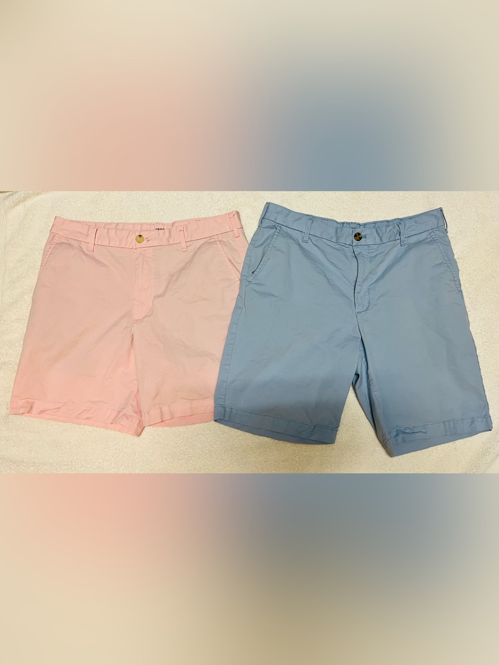 IZOD Men's 2-Pair Saltwater Stretch Chino Shorts Pink/Blue Flat Front Solid